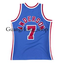 GH Kenny Anderson 1993-94 Net Basketball New Jersey Mitch and Ness Throwback Jerseys Blue Size S-XXXL