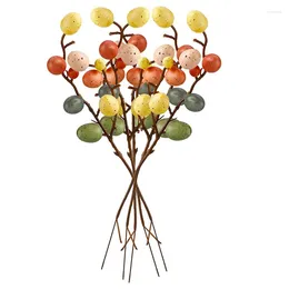 Decorative Flowers Easter Egg Tree Branch Aritificial Flower Bouquet For Fake Plant DIY Decoration Wedding Festival Party Home Vase Decor