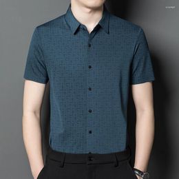 Men's Casual Shirts High Quality Mulberry Silk Short Sleeve Shirt Non Iron Ice Loose For Men Clothes Camisas De Hombre