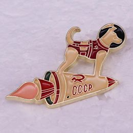 Brooches Astronaut Laika Space Dog CCCP Soviet Union USSR Enamel Pin Badge Jewelry