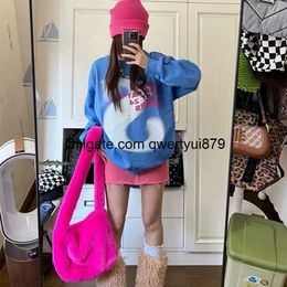 qwertyui879 Shoulder Bags Fashion Women Hot Pink Faux Fur Shoulder Bag Ladies Winter Soft Fluffy Crosssbody Purse Furry Tote Bag For Girls