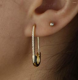 Hoop Earrings Arrived Tiny Cute Gothic Gold Colour Cz Paved Safety Pin Long Stud Ear Threader Fashion Jewellery Exquisite