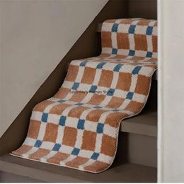 Carpets Woollen Imitation Cashmere Rug Long Grid Soft Short Plush Nonslip Floor Mat Entrance Bedroom Girls Bedside Blanket 231123
