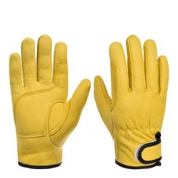 Sports Gloves Work Sheepskin Leather Workers Welding Safety Protection Garden Motorcycle Driver Wear resistant 231123