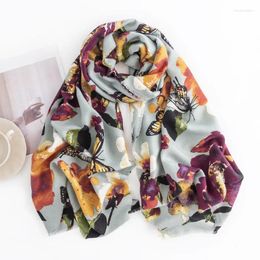 Scarves Butterfly Printing Imitation Cashmere Scarf Women's Winter Warm Fashion Shawl Commuting Joker Cold Neck Soft Comfortable