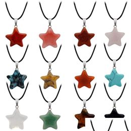 Pendant Necklaces Moon Star Necklace Fashion Jewellery For Women Men Girl Gift Natural Crystal Quartz Stone Turquoise Heart Charm With Dhawo