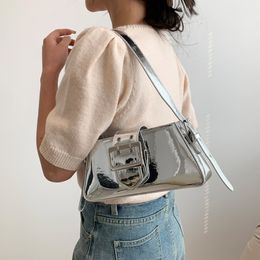 Evening Bags Y2K Vintage Korean Casual Silver Small Square Shouder Armpit Underarm Tote Bag Ladies Bags Purses Crossbody Handbags Women 230422