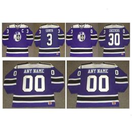 Crusaders GH Vintage Cleveland Jersey 3 Paul Shmyr 30 GERRY CHEEVERS Purple Custom CCM Retro Hockey rare 0