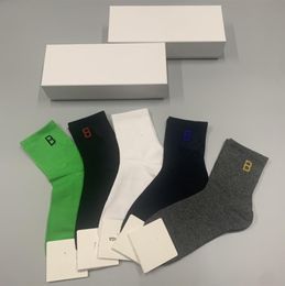 Designer Men's Socks Designer Luxury LU Mid-tube Socks Fashion Mens And Womens Casual sports Cotton socks Breathable Pattern Printed 5 Pairs Sock With Box H8PC