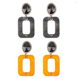 Dangle Earrings FishSheep Vintage Acrylic Rectangle Square Big Trendy Resin Crystal Geometric Drop Jewellery 2023 Gifts