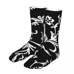 Men's Socks Compression Elegant Black And White Floral Women 2023 Men Bike Sock