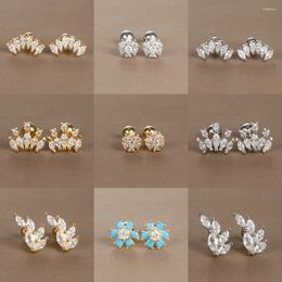 Stud Earrings Vintage Gold Color Plated Stainless Steel Studs For Women Mini Cubic Zirconia Tragus Piercing Earring Jewelry Wholesale