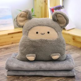 Blankets Cute pillow quilt dualpurpose coral fleece blanket can be Customised air conditioning summer 231123