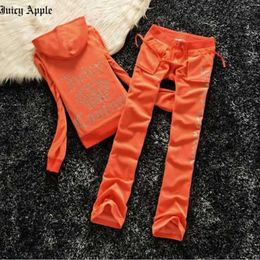 Juicy Tracksuit Women Veet 2023 Brand Velour Sewing Suit Track Hoodies and Pants Sets High All Kinds of Fashion 688ss