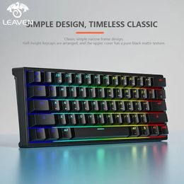 LEAVEN K620 Wired Mechanical Keyboard 61 Keys RGB Lights Green Axis ESports Gaming Office Personality Key Computer Accessories 231221