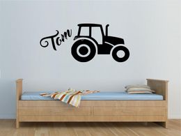 Wall Stickers Tractor Custom Name Sticker Personalised Boys Room Kids Decal Home Decor Nursery Living Mural EA903