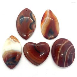 Charms 5pcs/lot Natural Stone Stripe Agate Aura Healing Pendant Geometric Oval Love Shaped Jewellery Making Diy Necklace Accessories