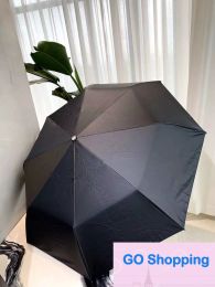 Wholesale Fold Full-automatic Black Umbrella Latest Style Parasol with Gift Box And Leather Bag for VIP Clients