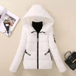 Women's Trench Coats 2023 Fashion Pure White Jacket Winter Hooded Female Warm Parkas Slim Student Short Outerwear Autumn Clothing