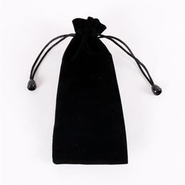 Newly Purple And Black Long Velvet Bags 7 5x18cm Drawstring Gift Pouches Favor Comb Lipstick Storage High Quality Bags 25pcs lot283A