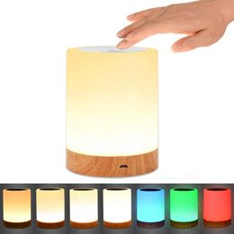 Decorative Objects Figurines Touch Lamp LED Night Light for Bedrooms Living Room Portable Table Bedside Lamps Rechargeable Warm White RGB Kids Gift 231122