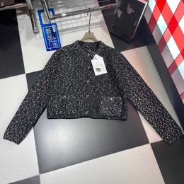 Women's Knits & Tees Designer Autumn and Winter New Celebrity Style Black and White Contrast Fashion Sky Star Round Neck Knitted Cardigan 3PDC