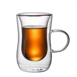 Wine Glasses Wholesale Double Wall Glass Cup Transparent For Juice Tea Of Drinking Coffee Mug With Handle Christmas Gifts 80ml