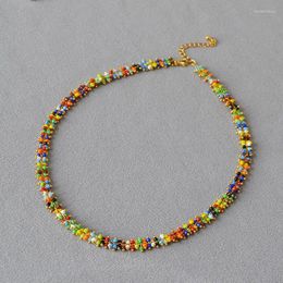 Pendant Necklaces Spring And Summer Japanese Korean Niche Art Bohemian Style Colourful Rice Beads Hcrafted Beaded Elegant