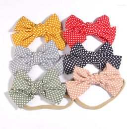 Hair Accessories 6Pcs 4.8" 12cm Cotton Linen Leopard Printed Bowknot Solid Headband For Girl Ribbon Headwear Toddlers Band Infant Accessory