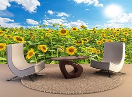 Wallpapers Custom Wallpaper Murals Wall Painting Sunflowers Field Self Adhesive Waterproof Sticker Poster Home Decor