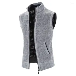 Men's Sweaters 2024 Solid Mens Autumn Winter Warm Zipper Vest Men Casual Knitwear Sweatercoat Male Sleeveless Cardigan