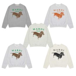 Korean Mardi Sweater Dachshund Dog Daisy Gold High Silver Same Round Neck Printed Couple Top for Men and Women