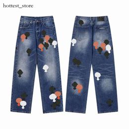 23ss New Men's Jeans Designer Make Old Washed Chrome Straight Trousers Heart Letter Prints Long Style Hearts Purple Jeans Chromees Hearts 465