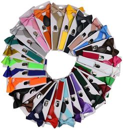 Belt Bowtie Set Candy Color Kids Suspenders with Bow Tie Adjustable Girls Boys Suspenders Whole 26 Designs Party Supplies IIA85270252