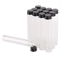 Storage Bottles 12 Pieces 100ml Glass Jar Vials Terrarium With Black Aluminium Lids Size 30 180mm Container For Wedding Favours