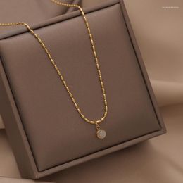 Pendant Necklaces Fashion Simple High Quality Luxury Titanium Steel Jade Small Gift Party Women Jewellery Necklace 2023
