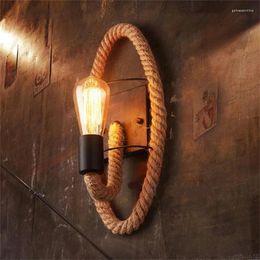 Wall Lamp Retro Rope LED LOFT Industrial Restaurant Decor Clock Fixtures Home Room Bar Cafe Dining Lighting