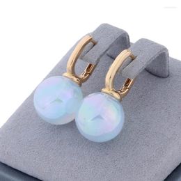 Dangle Earrings Trend Unique Round Hanging For Women Luxury Pearl Gold Color Daily Quality Jewelry Gift