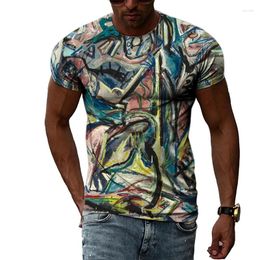 Men's T Shirts 3D Graffiti Printed Pattern T-shirt Summer Short Sleeved Round Neck Fashion Casual Hip-hop Trend Top Clothing