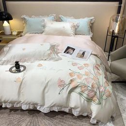 Bedding Sets 2023 Goddess Toning Silky 60 Days Silk Four-piece Set Sheet Ice