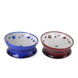 Dog & Cat Elevated Bowl with Non-Slip Prevent Chocking Easy Get food Tilted Star Bullfighting Short Nose Dog Skid Resistant Wear B2229