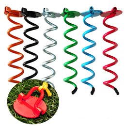 Other Garden Tools Ring Spiral Ground Anchors Metal Stakes Dog Out Stake Spiraling Anchor Trampoline for Tent Securing Trampolines 230422