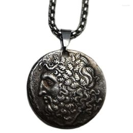 Pendant Necklaces Vintage Ancient Coin Silver Plated Man / Women Jewellery P0022