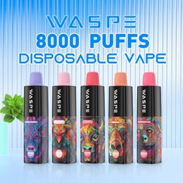 High quality disposable vape supplier Waspe vapers puff 8000 puffs 8K rich taste long lasting taste e cigarette pod puffs cigar vaper desechable