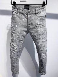 DSQ slim grigio Jeans da uomo DSQ2 BIKER JEANS Classic Hip Hop Rock Moto Design Distressed Denim skinny DSQ2 Jeans 229