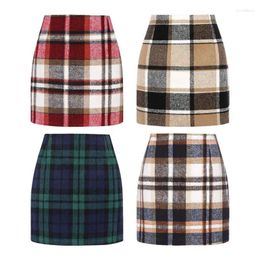 Skirts Plaid Mini Skirt A-line For Women Women's High Waist Bodycon Pencil Wool Autumn And Winter