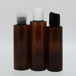 Storage Bottles 100ml 120ml 150ml Empty Plastic Lotion With Disc Top Screw Cap Brown Shampoo PET Cosmetic Packaging
