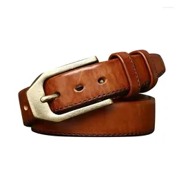 Belts Pure Cowhide 3.8cm Wide Thick Genuine Leather Belt For Men Personality Pin Buckle Cowboy Male Waistband