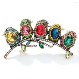 Brooches CINDY XIANG Rhinestone Five Cute Colourful Bird Brooch Fashion Animal Pin Vintage Jewellery High Quality