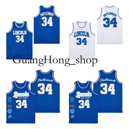 GH 34 Jesus Shuttlesworth Ray Allen Lincoln Oyun Filmi Movie College Basketball Jersey White Blue Size S-XXL